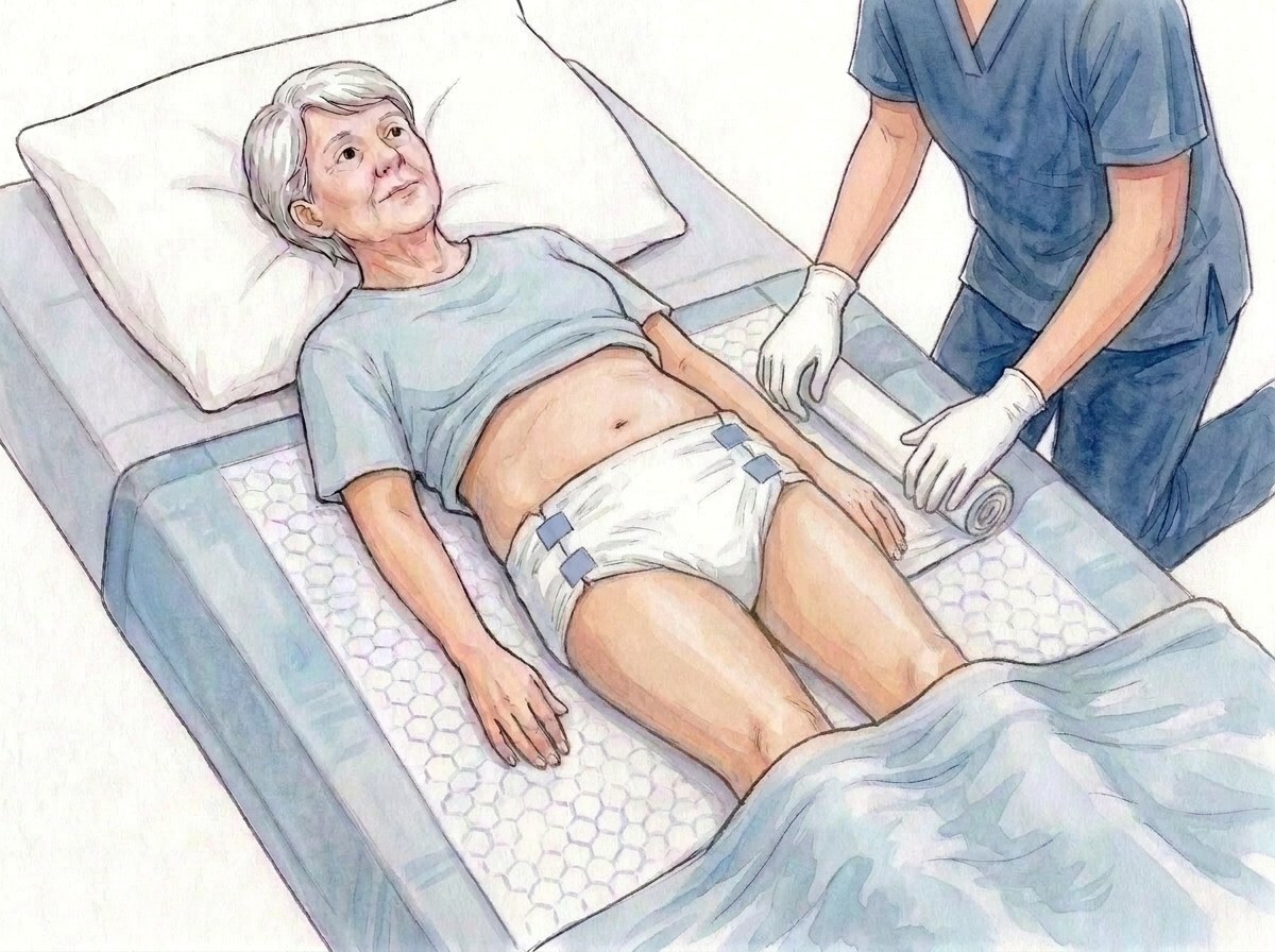 8. Unroll the part passed under the person, adjust both sides